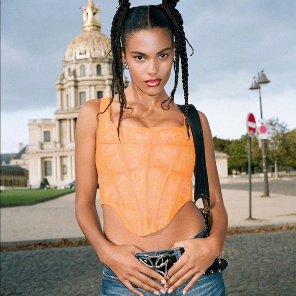 Miaou Tops - Miaou | NWOT Campbell Corset Top in Tangerine Size XS